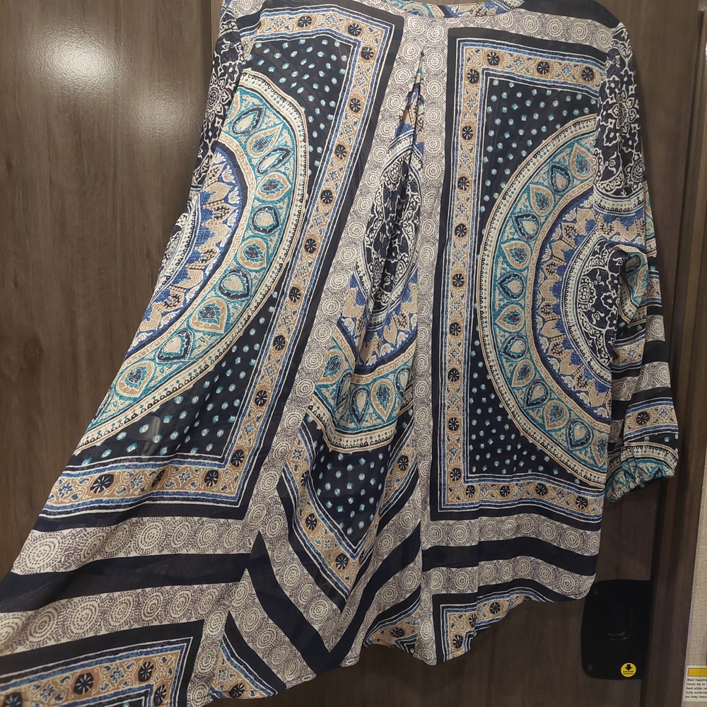 Lucky Brand Blue and Cream Patterned Tunic - Picture 3 of 3